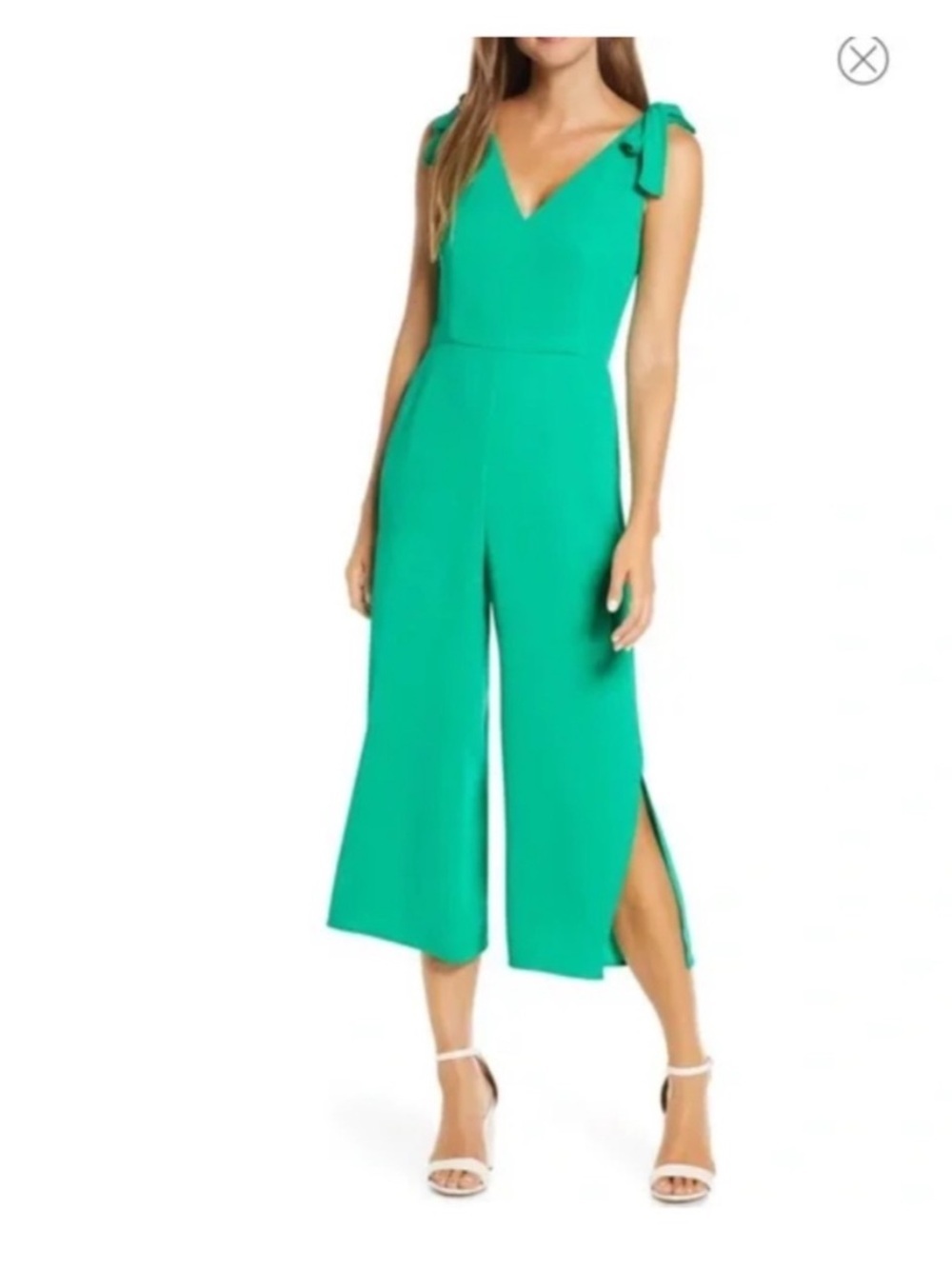 Lilly Pulitzer Danni Jumpsuit Emerald Isle Green Cropped Wide Leg Slits. Size 8